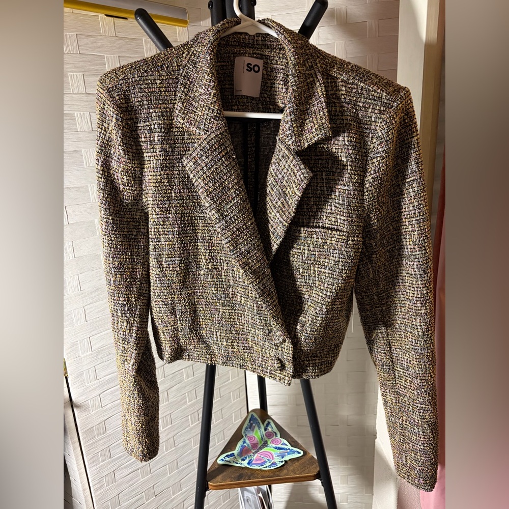 SO Women's Multicolor Tweed Blazer NWT